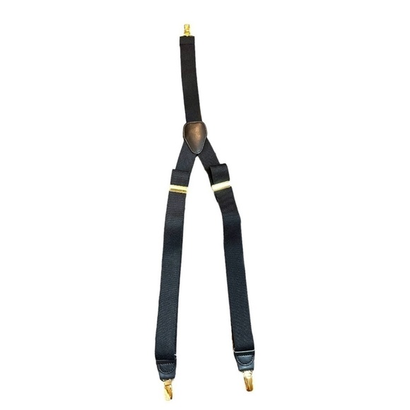 MENS SUSPENDERS, NWOT, IN SATIN BLACK FINISH WITH GOLD CLIPS. - Picture 6 of 6